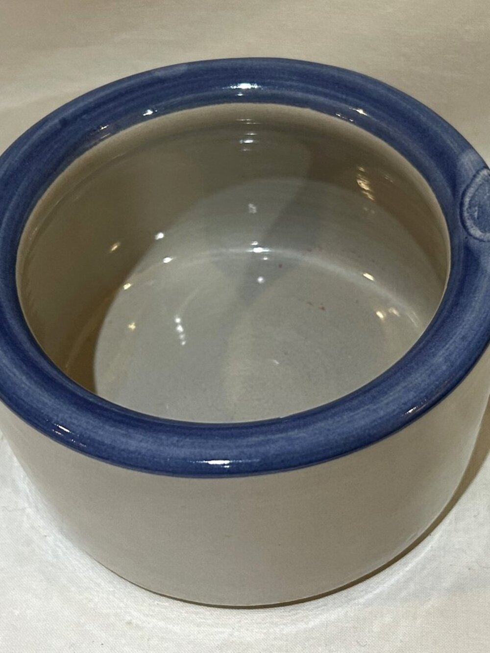 VTG Louisville Kentucky Stoneware Hand Painted Pet Bowl Gray Blue 5.5" D x 3" H